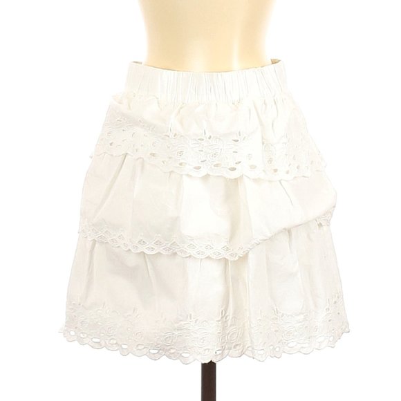 J. Crew tiered eyelet lace mini skirt white lined sz 0 EUC - Picture 2 of 2